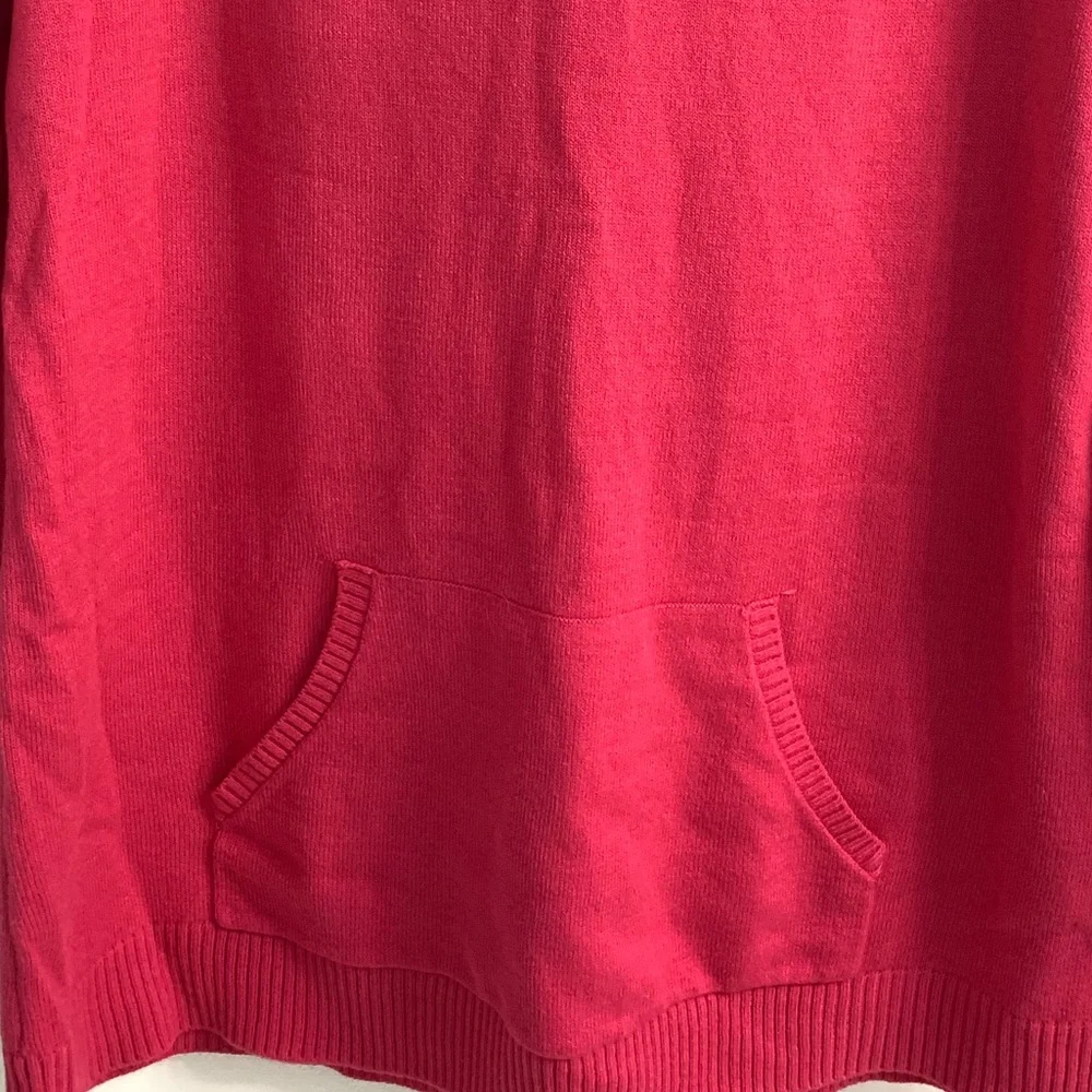 New York & Company Hot Pink Long Sleeve V-neck Pullover Sweater Hoodie Sz: Large - Picture 9 of 11